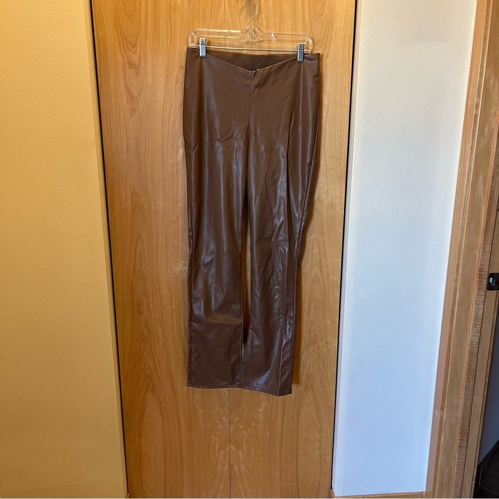 H&M Tan Faux Leather Pants
